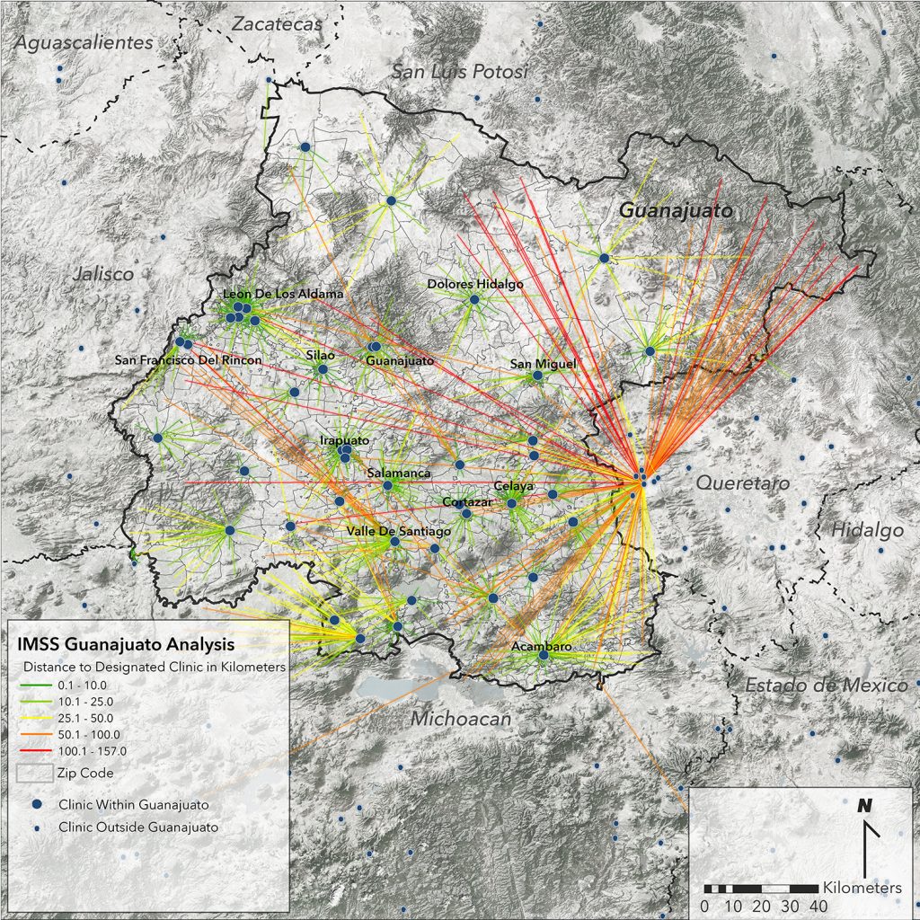 an example of the spatial analysis that De La Riva employed to connect communities with healthcare