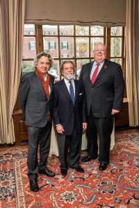 Ronald M. Druker (LF '76), center, with the Harvard University Graduate School of Design's Dean Mohsen Mostafavi (left) and Grounded Visionaries campaign Co-Chair John K. F. Irving (AB ’83, MBA ’89) (right)