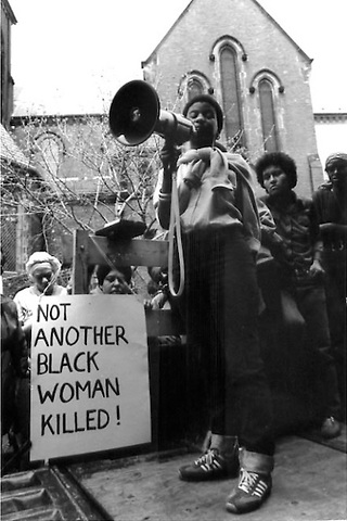 Demita Frazier of the Combahee River Collective protesting the unsolved murders of women of color in Boston 4.28.79