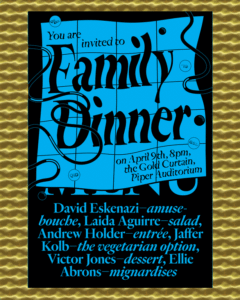 "Family Dinner" Poster in Blue