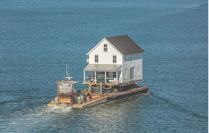 House being migrated from Hog Island to the mainland Little Hog Island