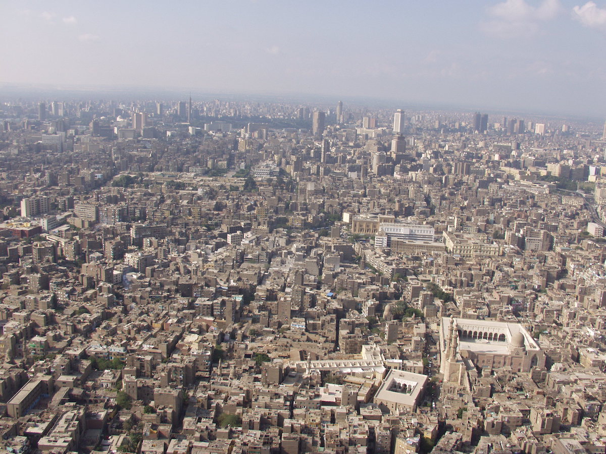 Aerial view of the city of Cairo, Egypt.
