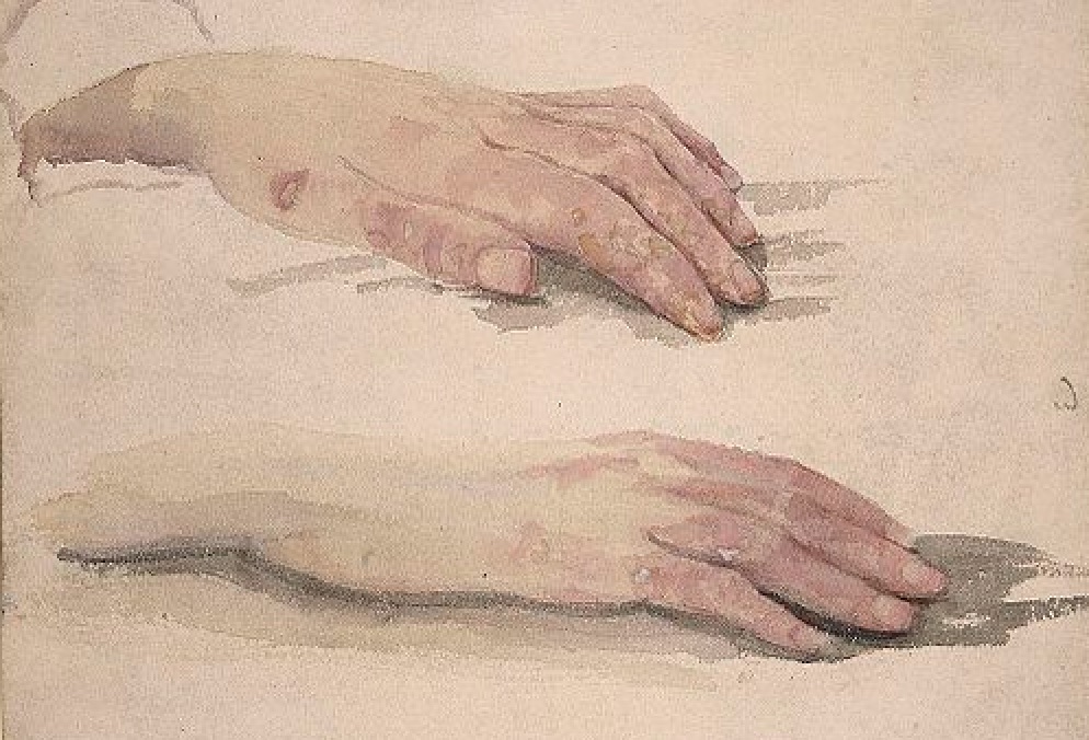 Image of pale painted hands