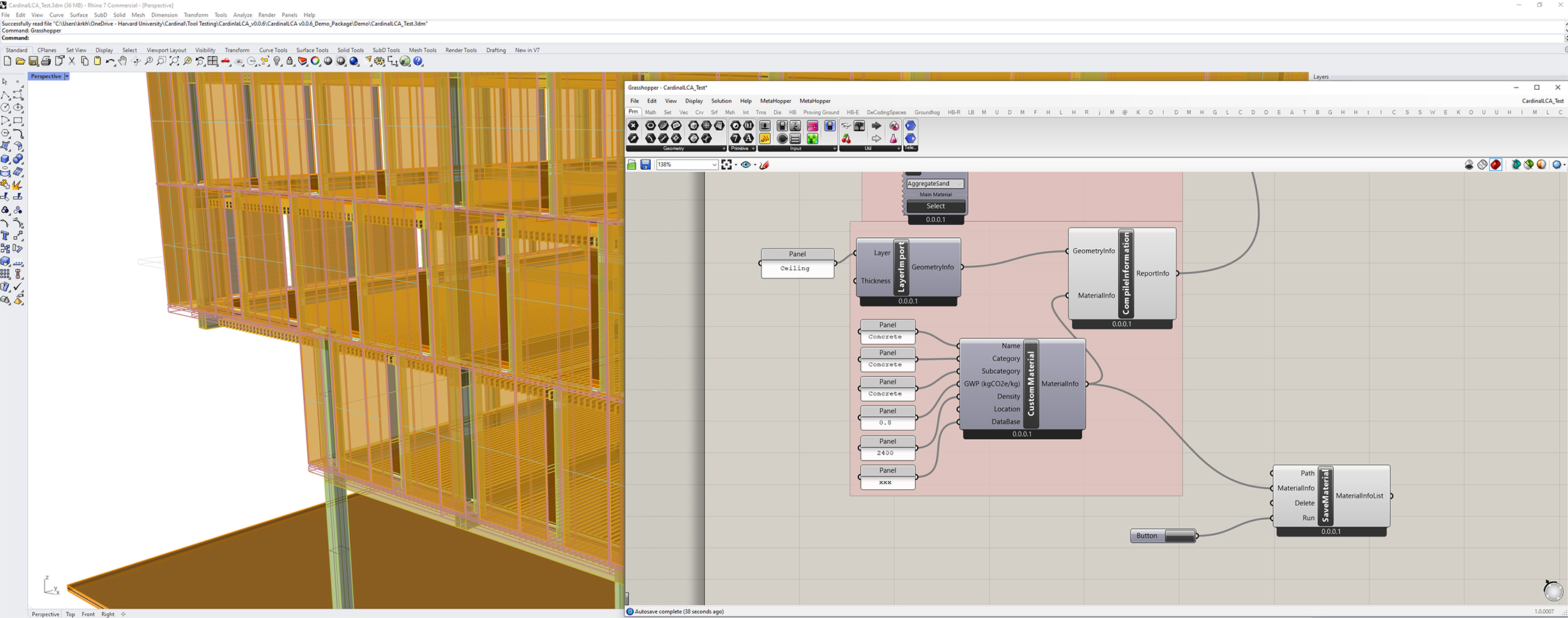 Screenshot of the plugin showing a rendering and systems analysis.