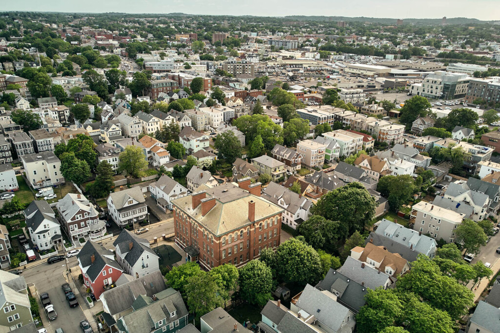 Aerial photo showing houses 