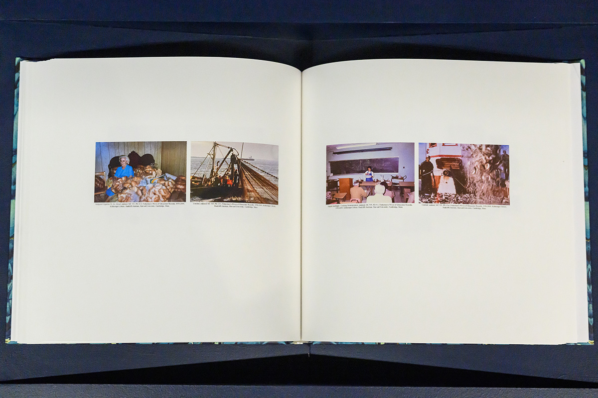 An open book showing two photographic diptychs.