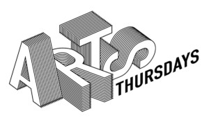 Black and white logo for Arts Thursdays.