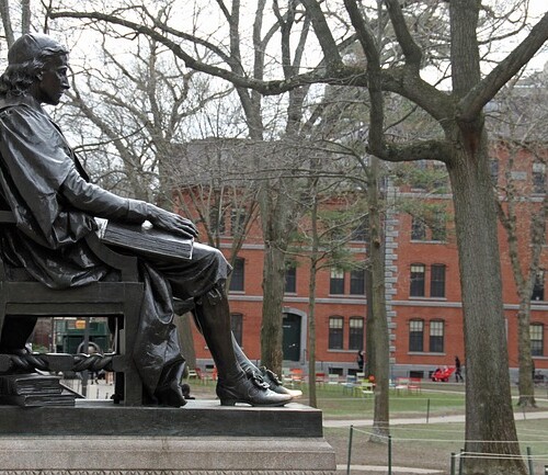 Statue of John Harvard in Harvard Yard
