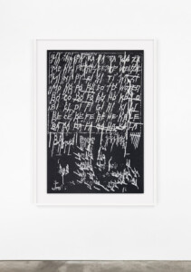 The abstract black-and-white silkscreen print titled "Voces mysticae"