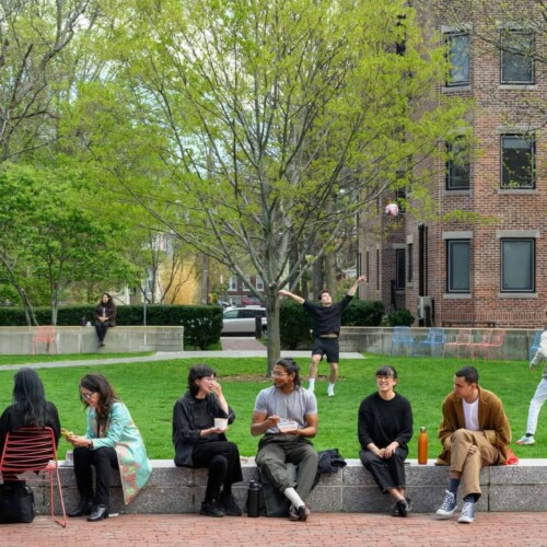 Students in the yard