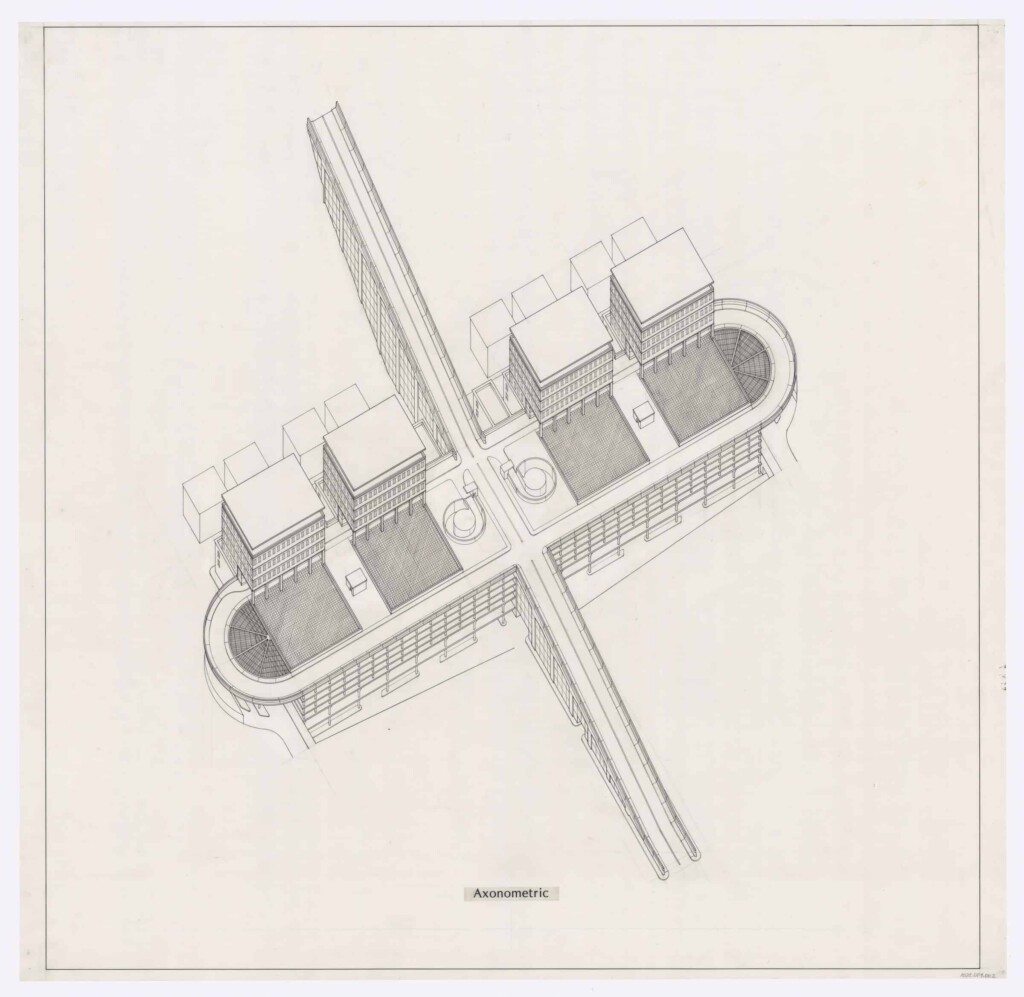 black and white axonometric drawing of the porta meridionale di palermo