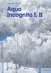 The words Aqua Incognita I, II in blue on a grey map background